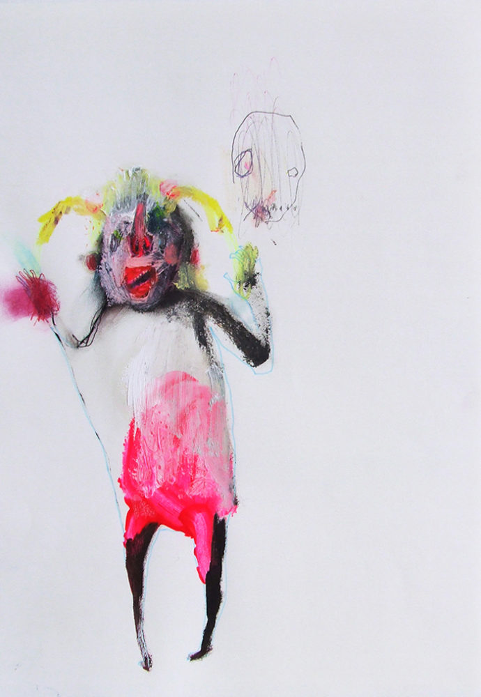 Bel Fullana – FOOL. Oil and pen on paper. 29’7 x 21 cm. 2012.