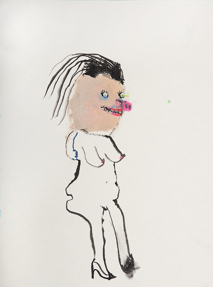 Bel Fullana – VOODOO WOMAN. Oil, Chinese ink and marker pen on paper. 28’3 x 21 cm. 2016