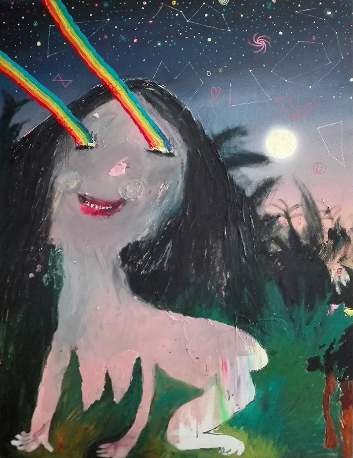 Bel Fullana – TARZANA LOBA. Oil and spray on canvas. 116 x 89 cm. 2017
