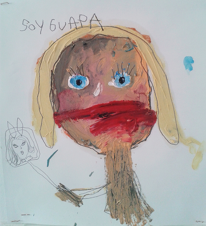 Bel Fullana – SOY GUAPA. Oil and pencil on paper. 25 x 25 cm. 2015