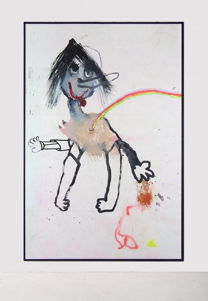 Bel Fullana – PINOCHA. Oil, acrilic, spray and marker pen on canvas. 195 x 295 cm. 2017