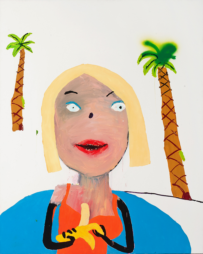 Bel Fullana – BANANA SHORE. Oil and spray on canvas. 162 x 130 cm. 2016