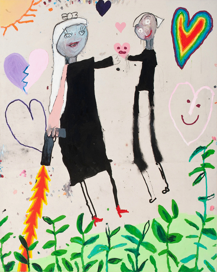 Bel Fullana – TE QUIERO MUCHO, MATAR. Oil, acrylic and charcoal con canvas. 162 x 130 cm. 2016