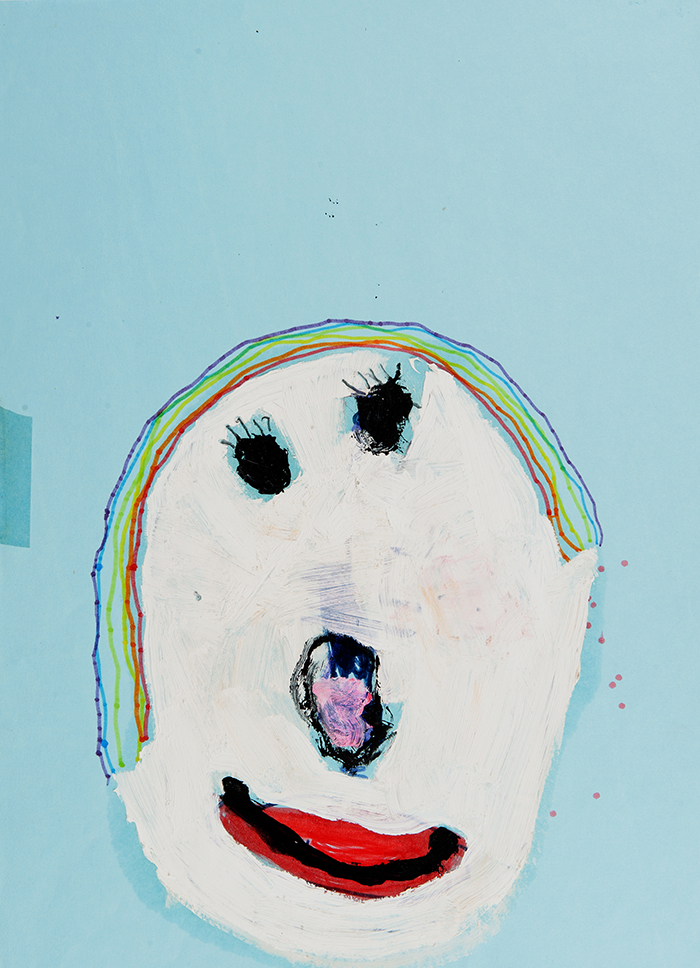 Bel Fullana – LITTLE BLUE POTATO RAINBOW. Oil, pencil and marker pen on paper. 28’3 x 21 cm. 2015