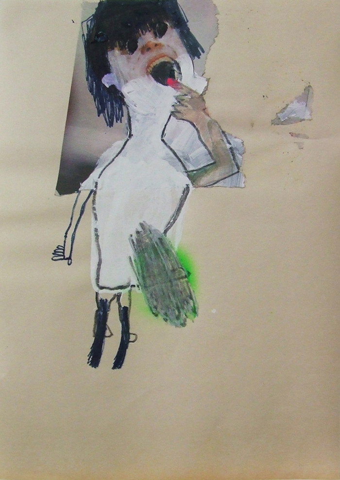 Bel Fullana – S.T. Oil, acrylic, marker pen, spray and collage on paper. 29’7 x 21 cm. 2013