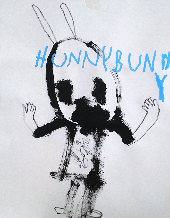 Bel Fullana – HUNNYBUNNY. Acrylic and marker pen on paper. 29’7 x 21 cm. 2013