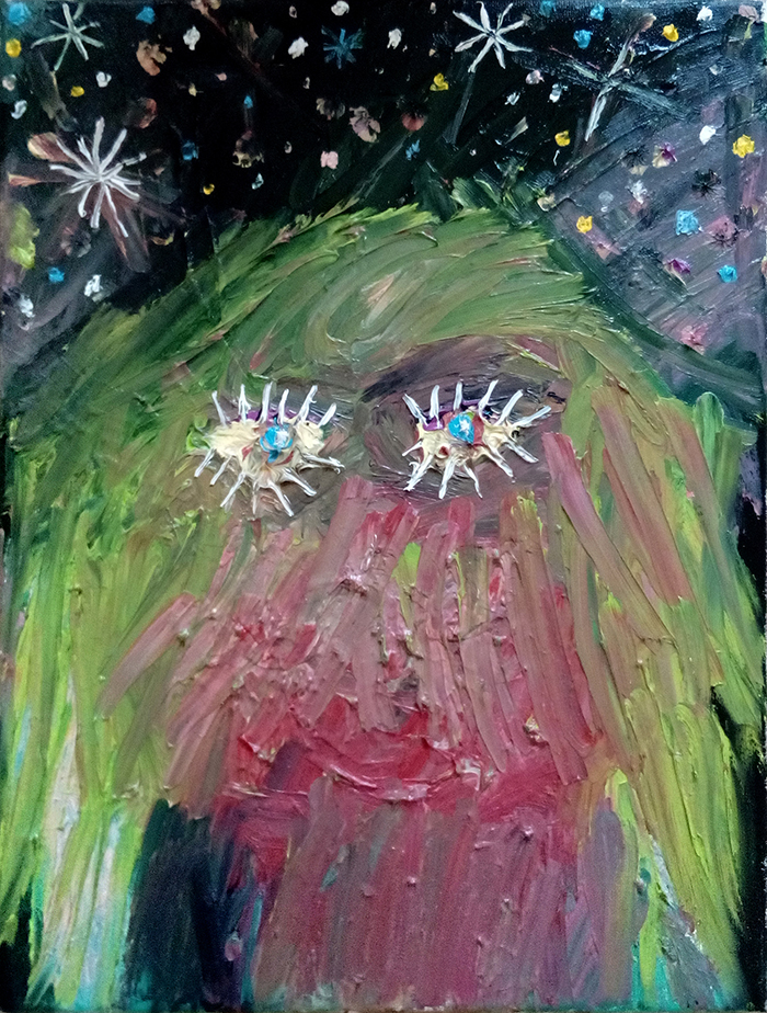 Bel Fullana – TARZANA CÓSMICA. Oil on canvas. 40 x 30 cm. 2018